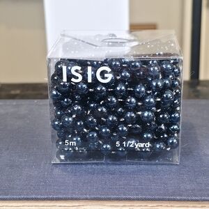 NIB IKEA ISIG Black Pearl Bead Garland 5m/ 5.5 Yard Moody Gothic Christmas Decor